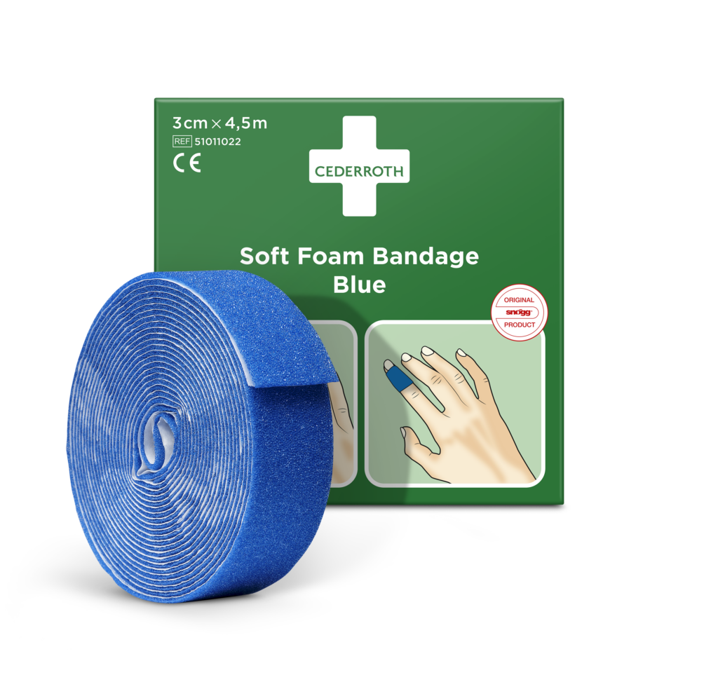CEDERROTH Soft Foam Bandage Blue (Rolle) 3 cm x 4,5 Meter (visuell detektierbar)