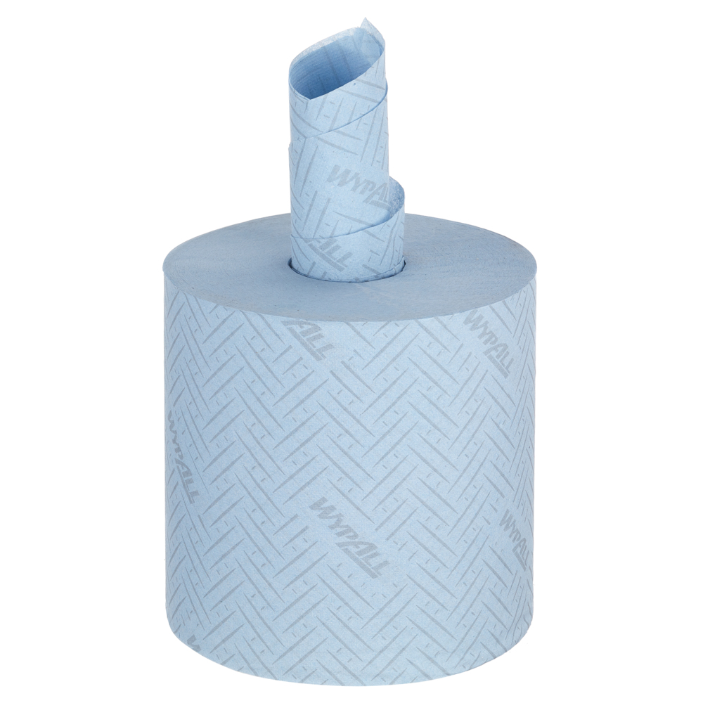 WypAll® L10 Papierreinigungstücher für Lebensmittel und Hygiene 7255 – 1-lagige blaue Rolle mit Zentralentnahme – 6 Rollen mit Zentralentnahme x 800 Papierreinigungstücher (insges. 4.800)