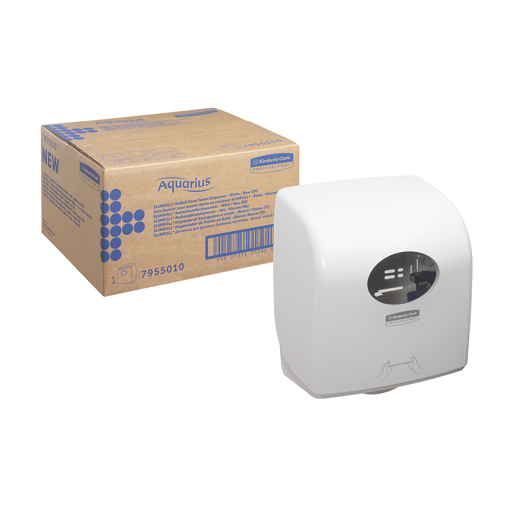 Aquarius™ Slimroll™ Papierhandtücher Rollenspender  – 1 x Papiertuchspender, weiß