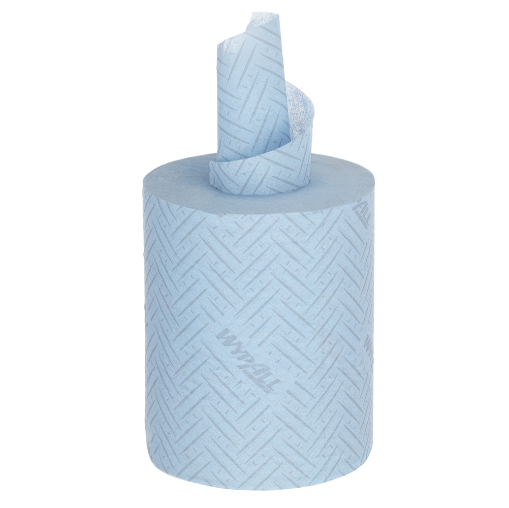 WypAll® L10 Papier-Reinigungstücher für Service u. Einzelhandel 6220 – 1-lagige blaue Rolle mit Zentralentnahme – 6 Rollen mit Zentralentnahme x 280 Papier-Wischtücher (insges. 1.680)
